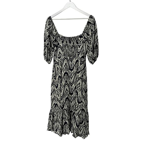 BAGATELLE COLLECTION WOMENS SIZE 8 DRESS PUFF SLEEVE IKAT MIDI DRESS BLUE NEW - Picture 6 of 15